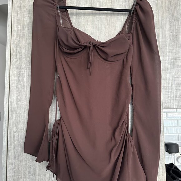 (SOLD) House of CB Baby Brown Mini Dress XS - Picture 4 of 6